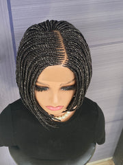 Short Bob Cornrow Braided Wig – 2×6 Lace Front Braid Wig in Salt & Pepper Color | Glueless