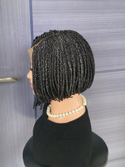 Short Bob Cornrow Braided Wig – 2×6 Lace Front Braid Wig in Salt & Pepper Color | Glueless