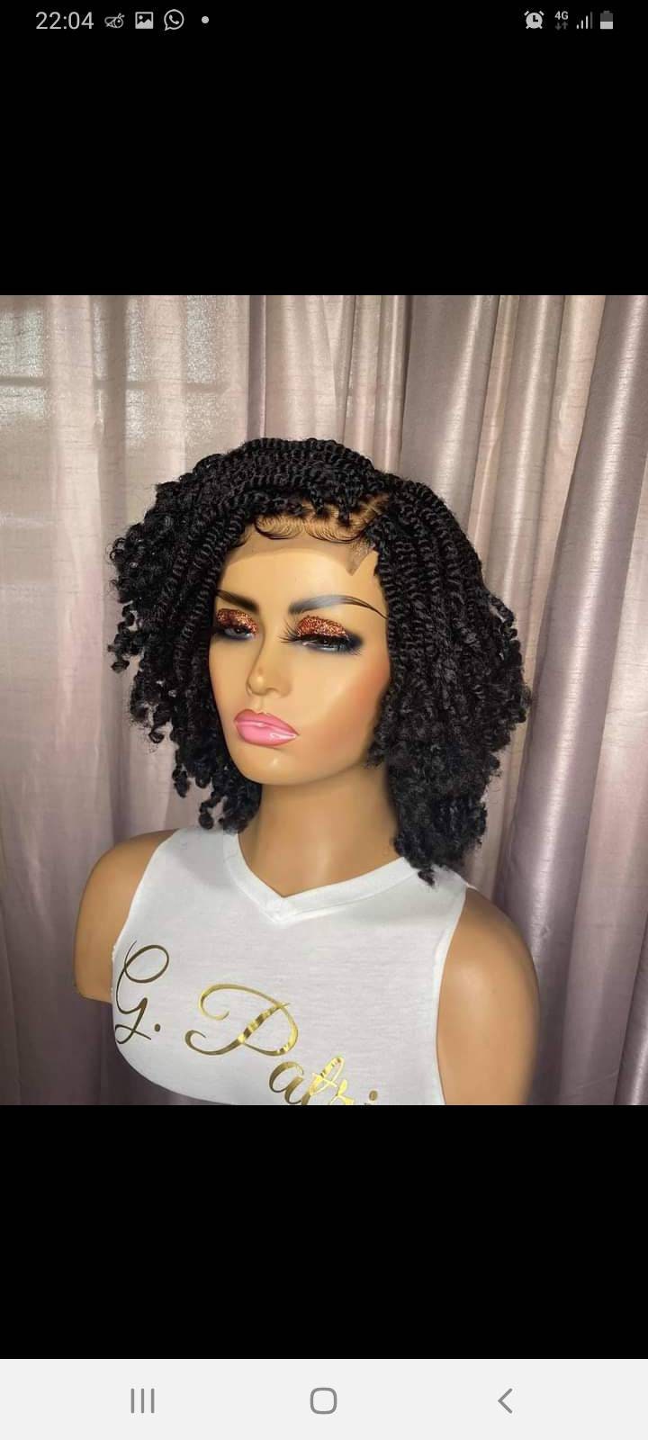 Kinky Twist Wigs For Black Women Braided Wig on a 4 by 4 Lace Front Closure Braid Wig For Black Women 10 Inches Cornrow Wigs Lace Wig