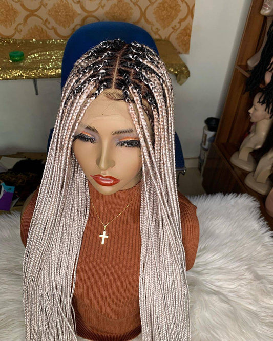 Knotless Braided Wig Box Braid Wig Braided Wig for black women Full lace wig Lace Wig Knotless Box Braid Wig, Box braided wigs, Braided Lace