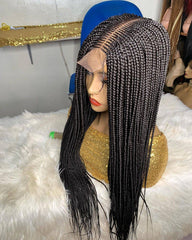 READY TO SHIP 30" Cornrow braided wig on 2 by 6 Kim-K braided lace front wigs Color 1 (No Customisation) Glueless Braid Wigs for Black Women