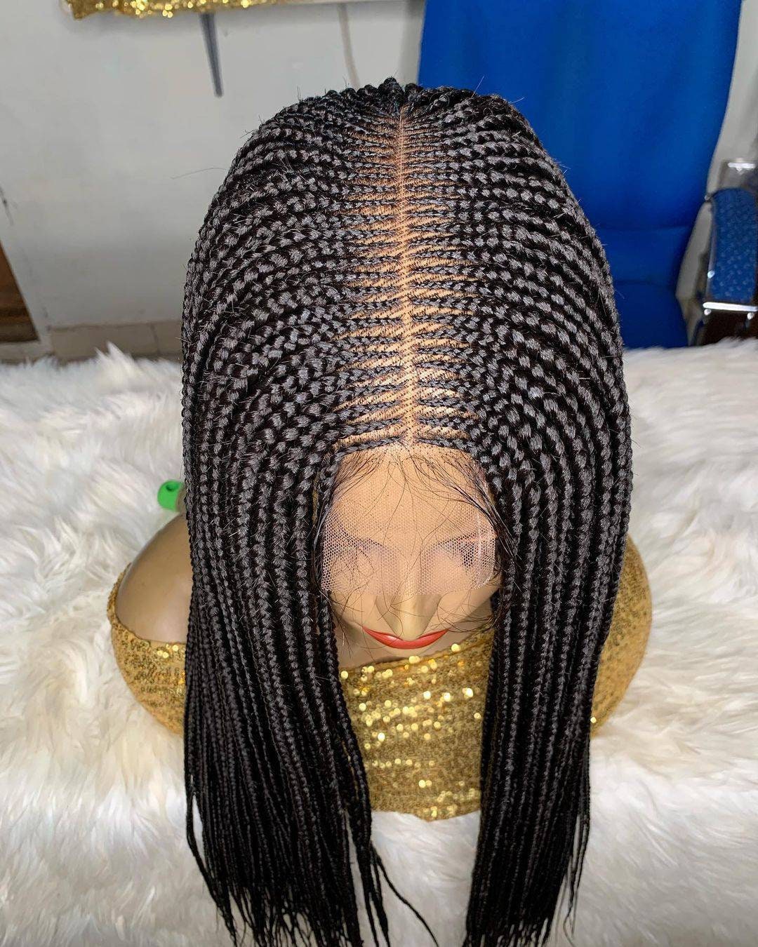 READY TO SHIP 30" Cornrow braided wig on 2 by 6 Kim-K braided lace front wigs Color 1 (No Customisation) Glueless Braid Wigs for Black Women