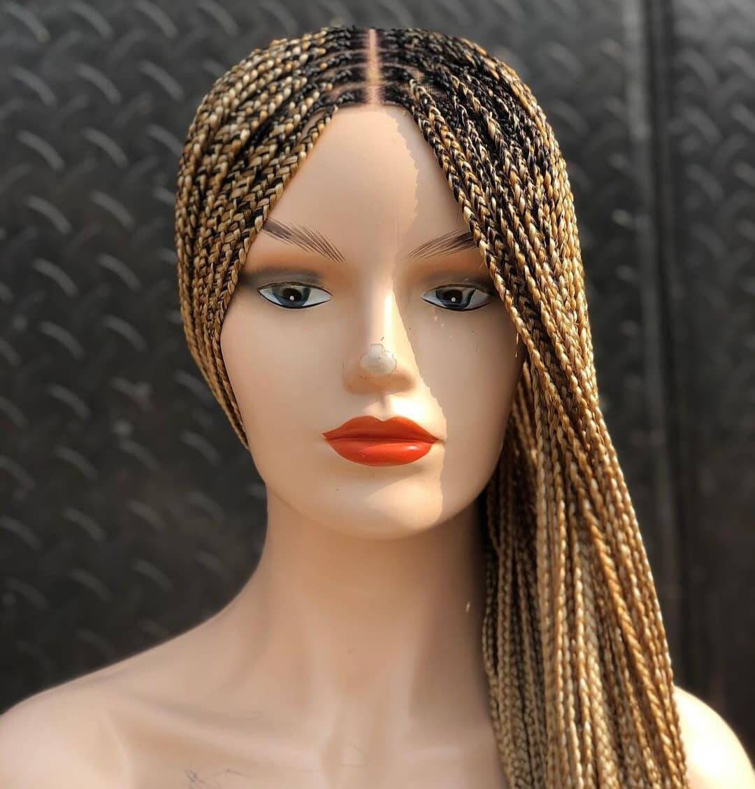 Blonde Knotless Braids Wig for Black Women Available in Different Braided Lace Styles & Lengths Knotless Box Braid Wig Glueless Braided Wigs