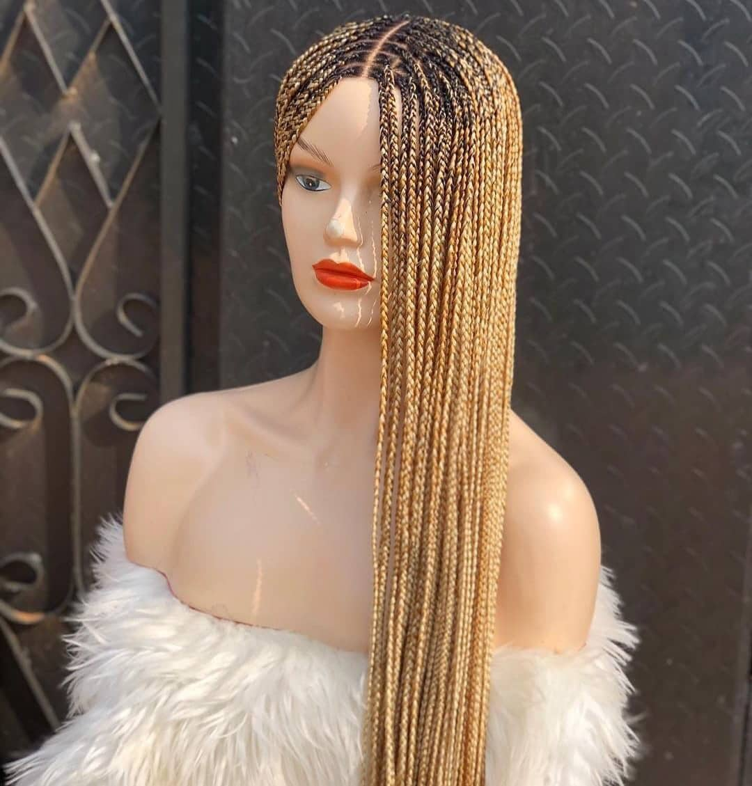 Blonde Knotless Braids Wig for Black Women Available in Different Braided Lace Styles & Lengths Knotless Box Braid Wig Glueless Braided Wigs