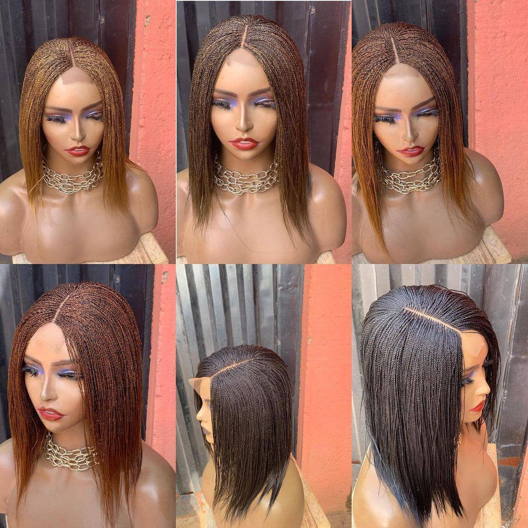 Short micro braid wig on 2*4 lace wig, side-part braided wig, lace front wig, frontal wig, braid wig, braided lace wigs, micro twist wig