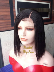Short micro twisted wig On 2 by 4 closure braided wigs for black women micro million braid wig synthetic knotless braid wig