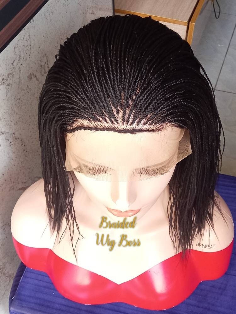 Short micro braids lace front wbraided wigs for black women human hair lace front braided lace front wigs knotless braided wigs