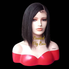 Short micro twisted wig On 2 by 4 closure braided wigs for black women micro million braid wig synthetic knotless braid wig
