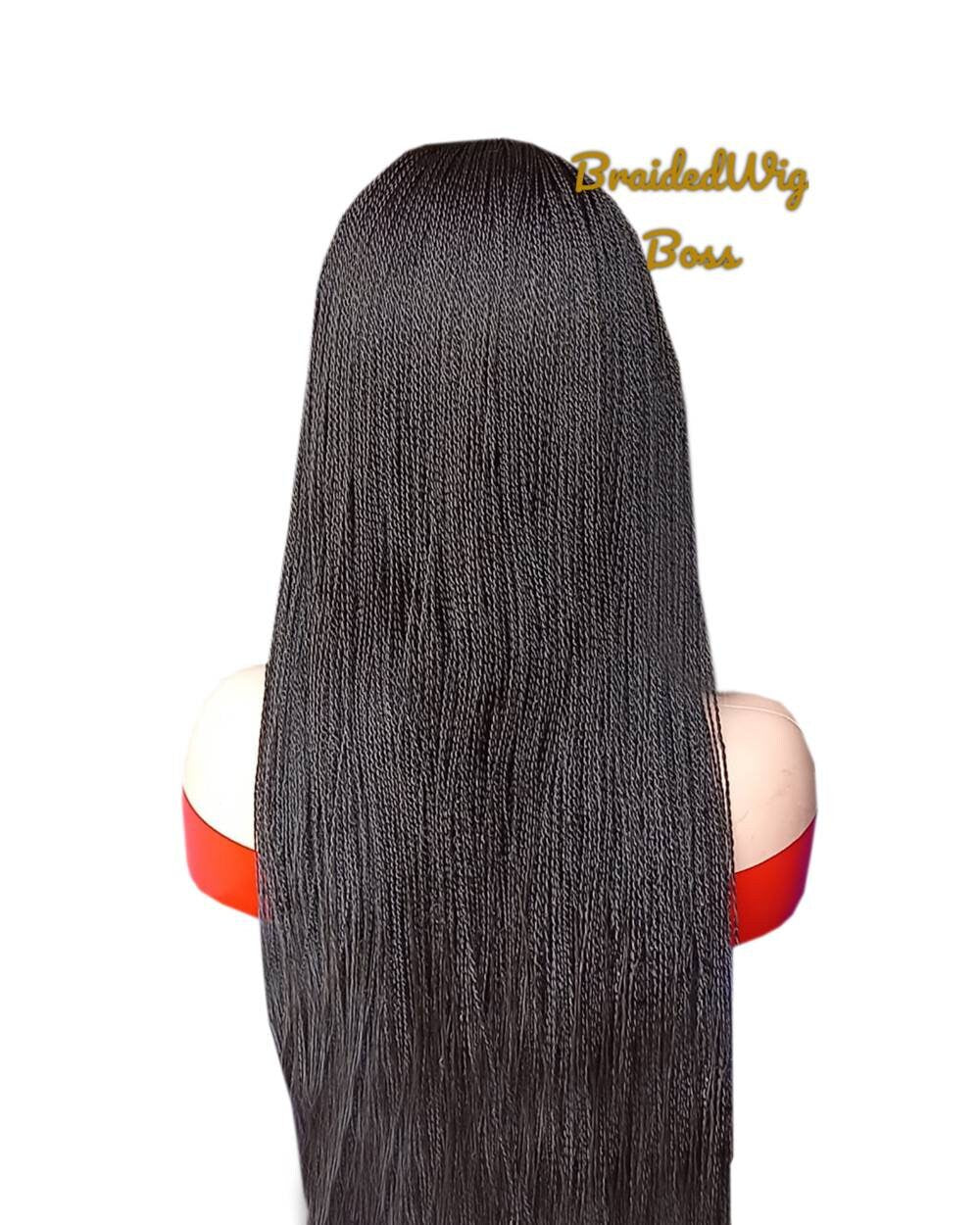 28 inches Micro Twist Wigs for black women on a 2*4 Lace Front Human Hair without Baby Hair braided wigs for black women synthetic braid wig