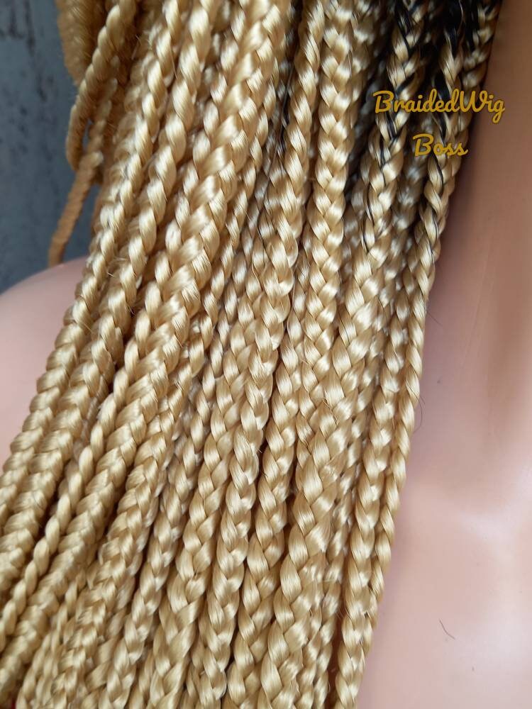 Blonde full lace knotless braided wig braided lace front wigs for black women lace front wigs braids Box Braid Wig Braided lace front wigs