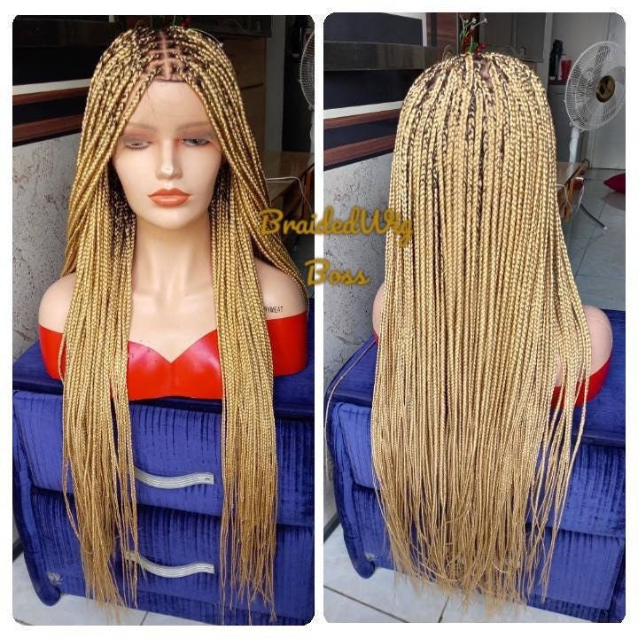 Blonde full lace knotless braided wig braided lace front wigs for black women lace front wigs braids Box Braid Wig Braided lace front wigs