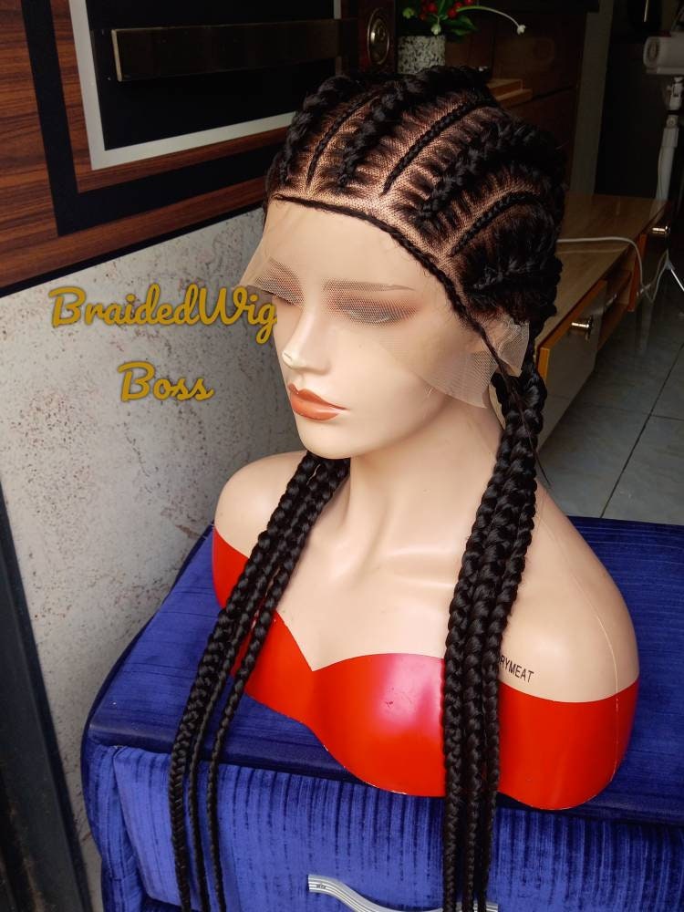 Cornrow braided wigs for black women full lace box braid wig braided lace front wig micro twist knotless braids dreadlock light weight wigs