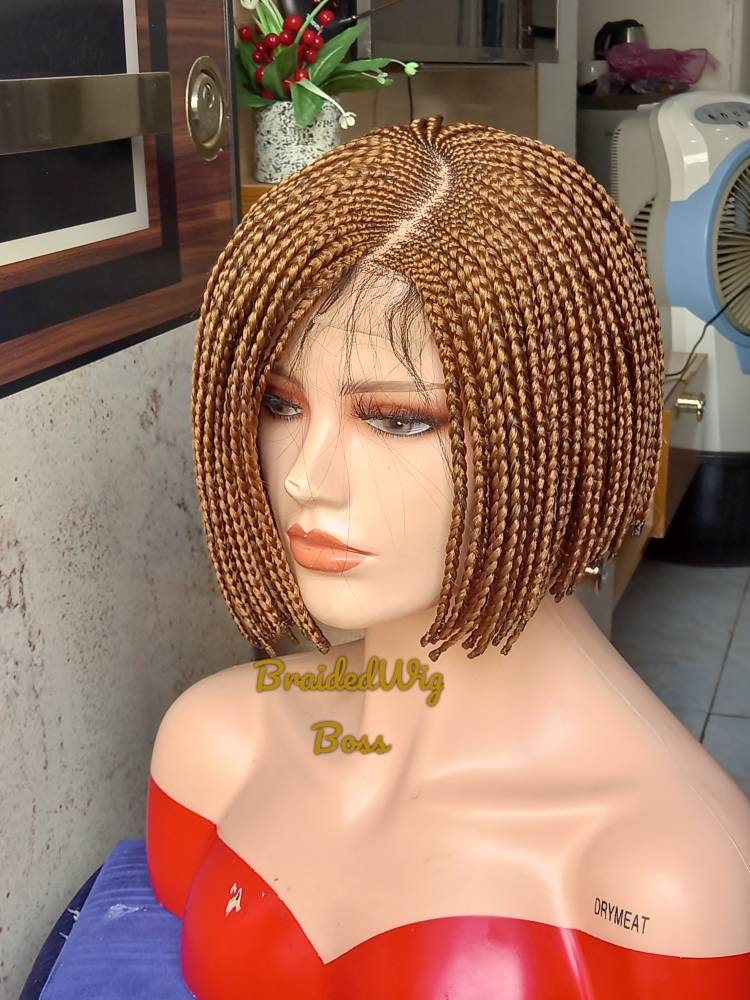 Short bob braided wig box braids wig for black women cornrows wig knotless braids faux locs dreadlocks lace wig tribal micro braided wigs