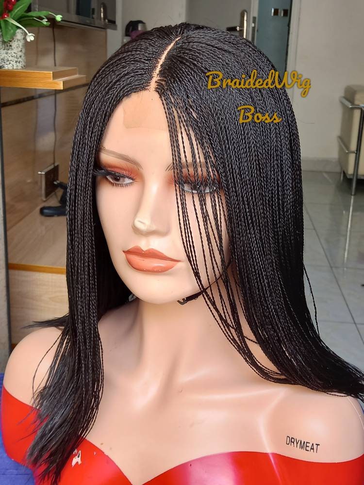 Short micro braids lace front wig million twist wig lace wig twisted wig braided wig for black women knotless braided wig braided lace wigs