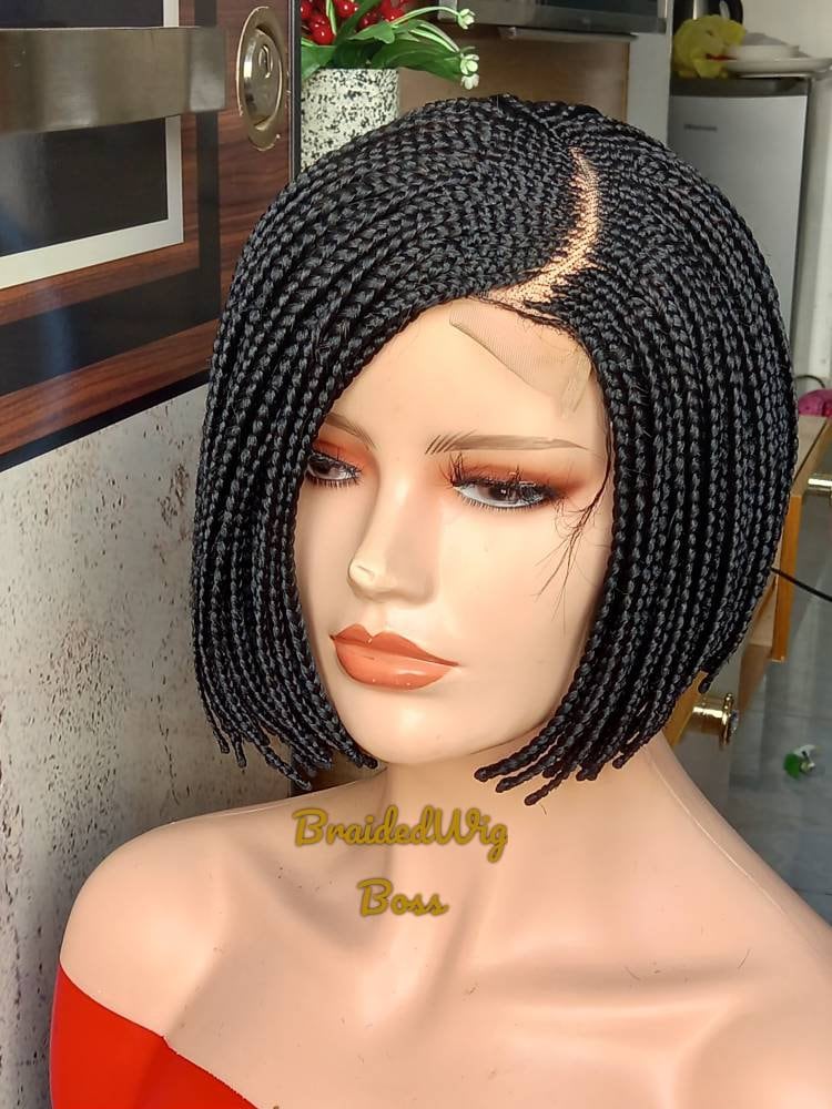 Short Bob braid wig braided lace front wigs for black women cornrow wig knotless braids faux locs dreadlocks human hair lace wig braided wig