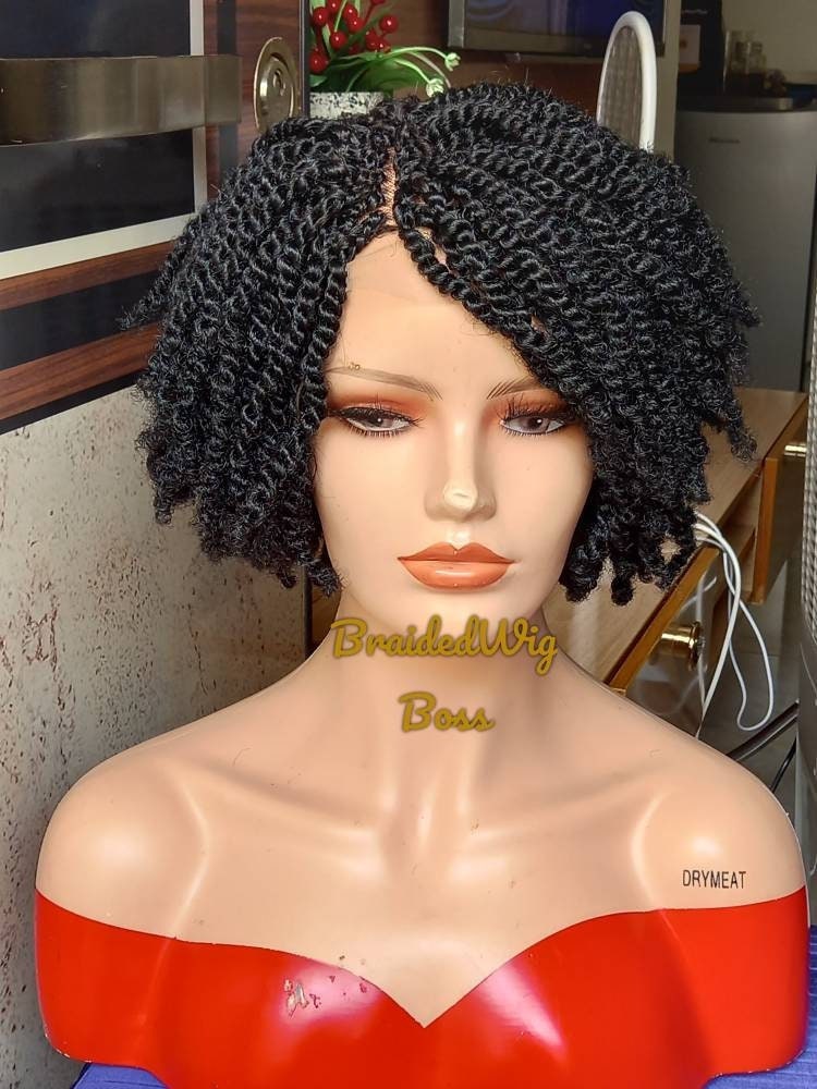 Short kinky braid wig braided lace front wigs for black women cornrows knotless braids faux locs dreadlocks human hair lace wig braided wig