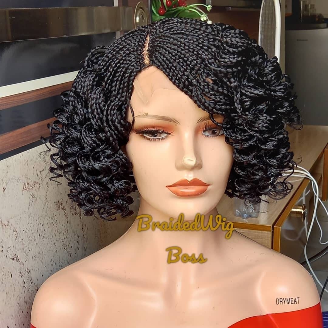 Short curly braid wig braided lace front wigs for black women cornrows knotless braids faux locs dreadlocks human hair lace wig braided wig