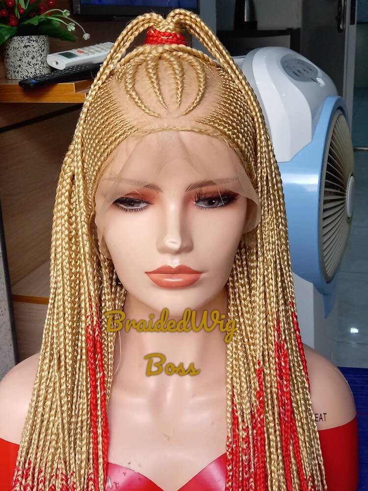 Blonde cornrow lace front wigs lace front wigs braids cornrow braided wigs for black women human hair lace front braided lace front wigs