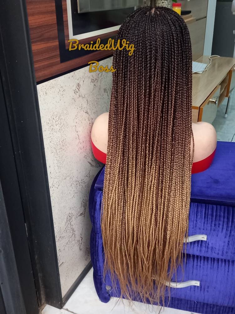 Ombre C14 knotless braid wigs for black women cornrows faux locs dreadlocks human hair lace wig braided wig micro twist braided lace wig