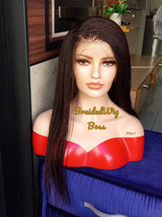 26 inches Brown Micro Braids Lace Front Wig Million Twist Wig Lace Wig for Black Women on Lace Front Human Hair Synthetic Senegalese Twist