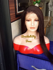 26 inches Brown Micro Braids Lace Front Wig Million Twist Wig Lace Wig for Black Women on Lace Front Human Hair Synthetic Senegalese Twist
