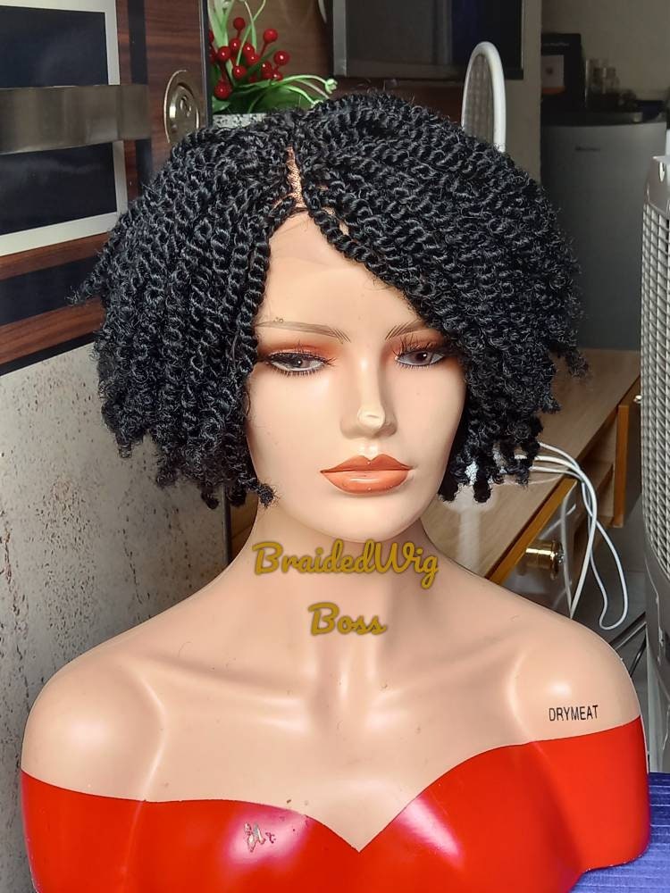 Short kinky braid wig braided lace front wigs for black women cornrows knotless braids faux locs dreadlocks human hair lace wig braided wig