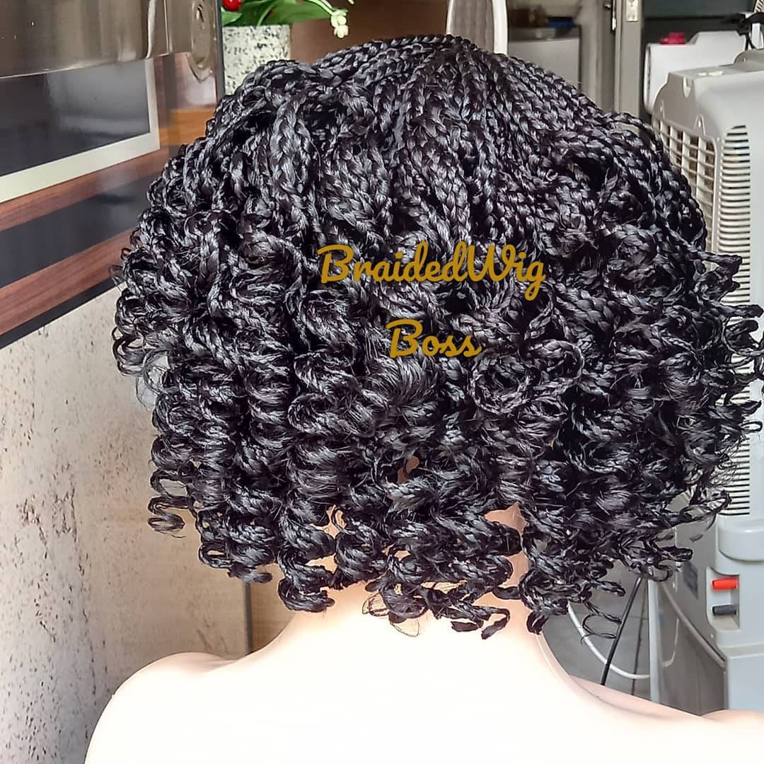 Short curly braid wig braided lace front wigs for black women cornrows knotless braids faux locs dreadlocks human hair lace wig braided wig