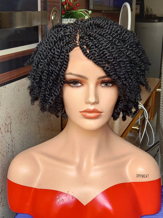 Short kinky braid wig braided lace front wigs for black women cornrows knotless braids faux locs dreadlocks human hair lace wig braided wig