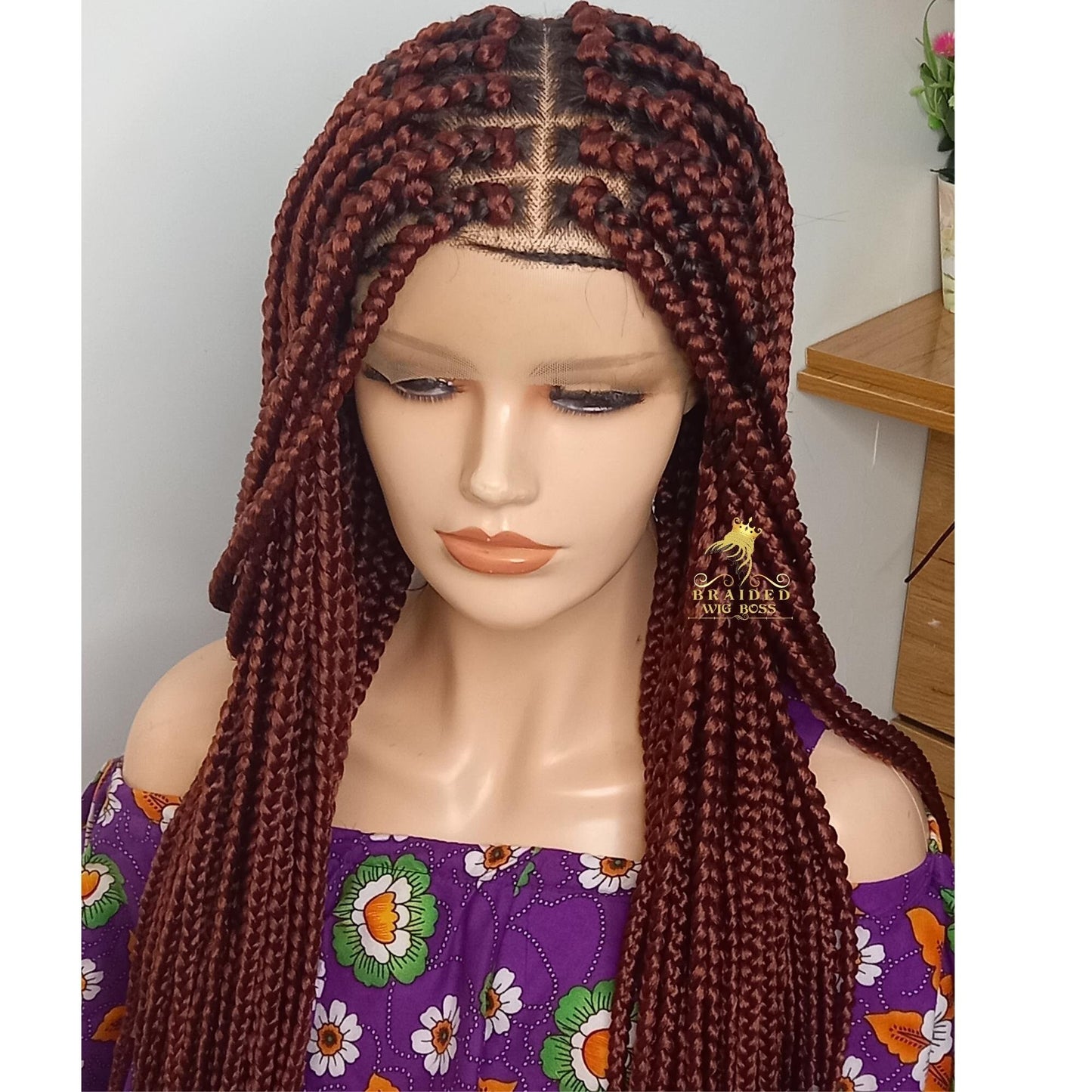 Box braid wig on a full lace braided wigs for black women human hair lace front clearance braided lace wig for sale