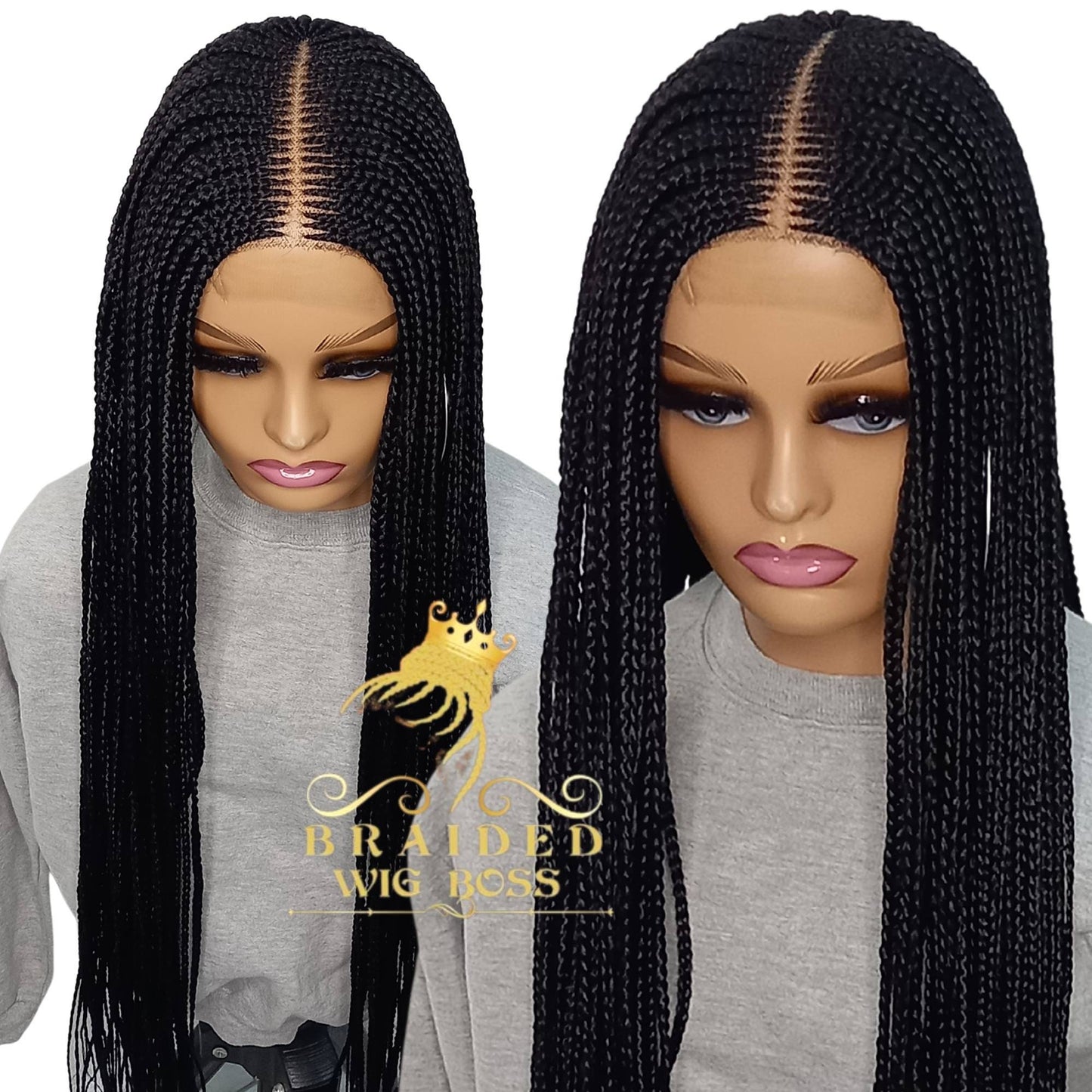 Cornrow braided wig on 2 by 6 Kim K closure lace front for women 32 inches long Long Light Weight Box Braid Wig for Black Women