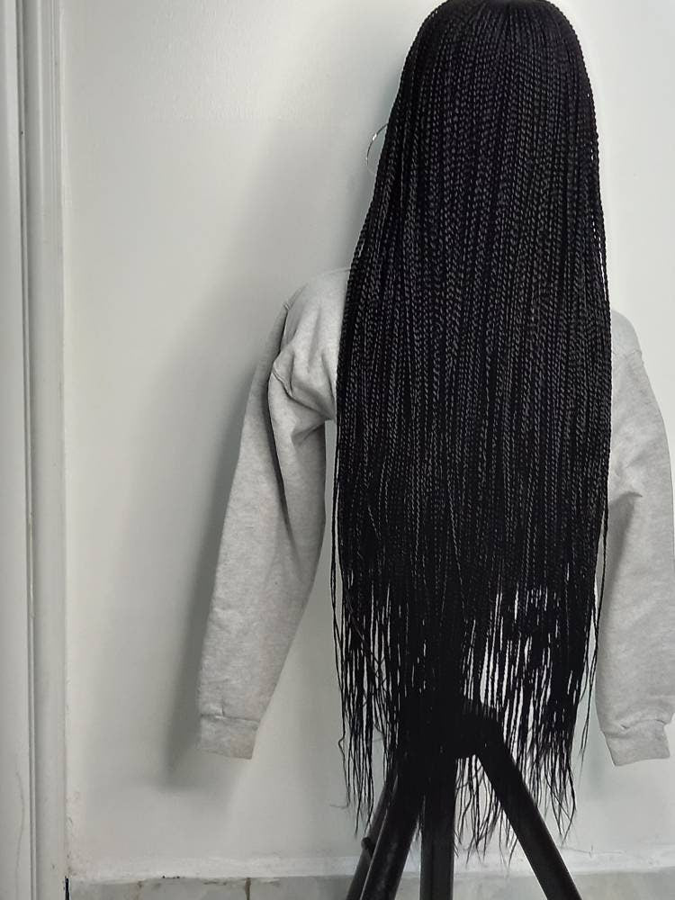 Cornrow braided wig on 2 by 6 Kim K closure lace front for women 32 inches long Long Light Weight Box Braid Wig for Black Women