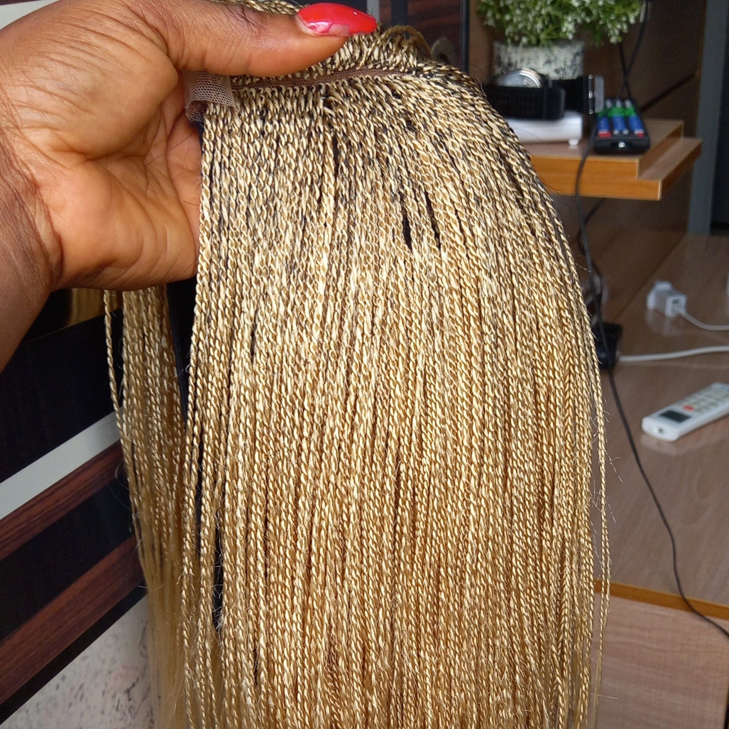 Blonde Micro Twist Wig for Black Women, Short Length Braided Lace Front Wig with Micro Million Twists, Synthetic Hair Wig with Baby Hair