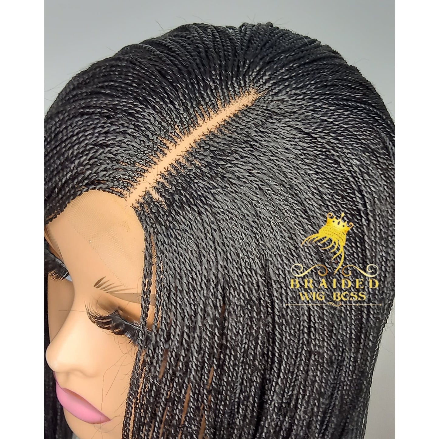 12" Short Micro Twist Braided Wig on 2*4 Lace Front Left Side Parting Available in Other Colors Tiny  Synthetic Twisted Wigs for Black Women