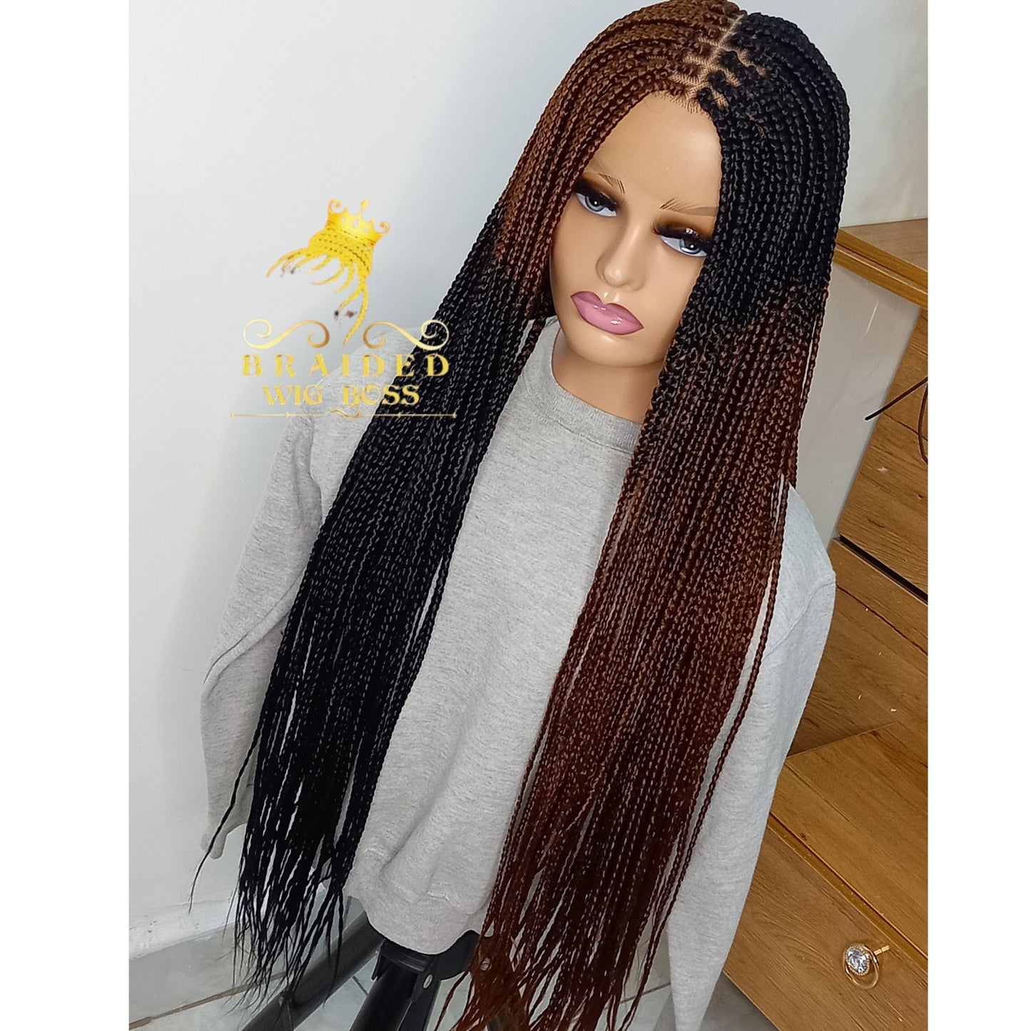 Handmade Reversed Box Braid Wig on Full Lace & 13*6 Lace Front, Other Lengths/Colors, Synthetic Box Braided Wig for Black Women