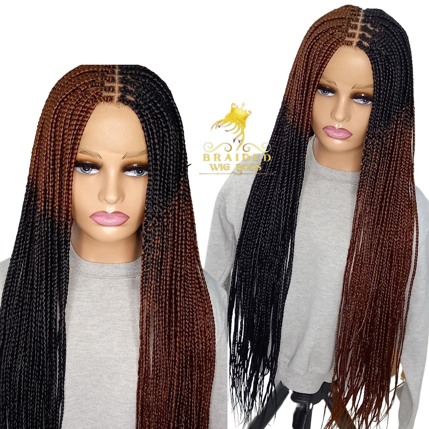 Handmade Reversed Box Braid Wig on Full Lace & 13*6 Lace Front, Other Lengths/Colors, Synthetic Box Braided Wig for Black Women