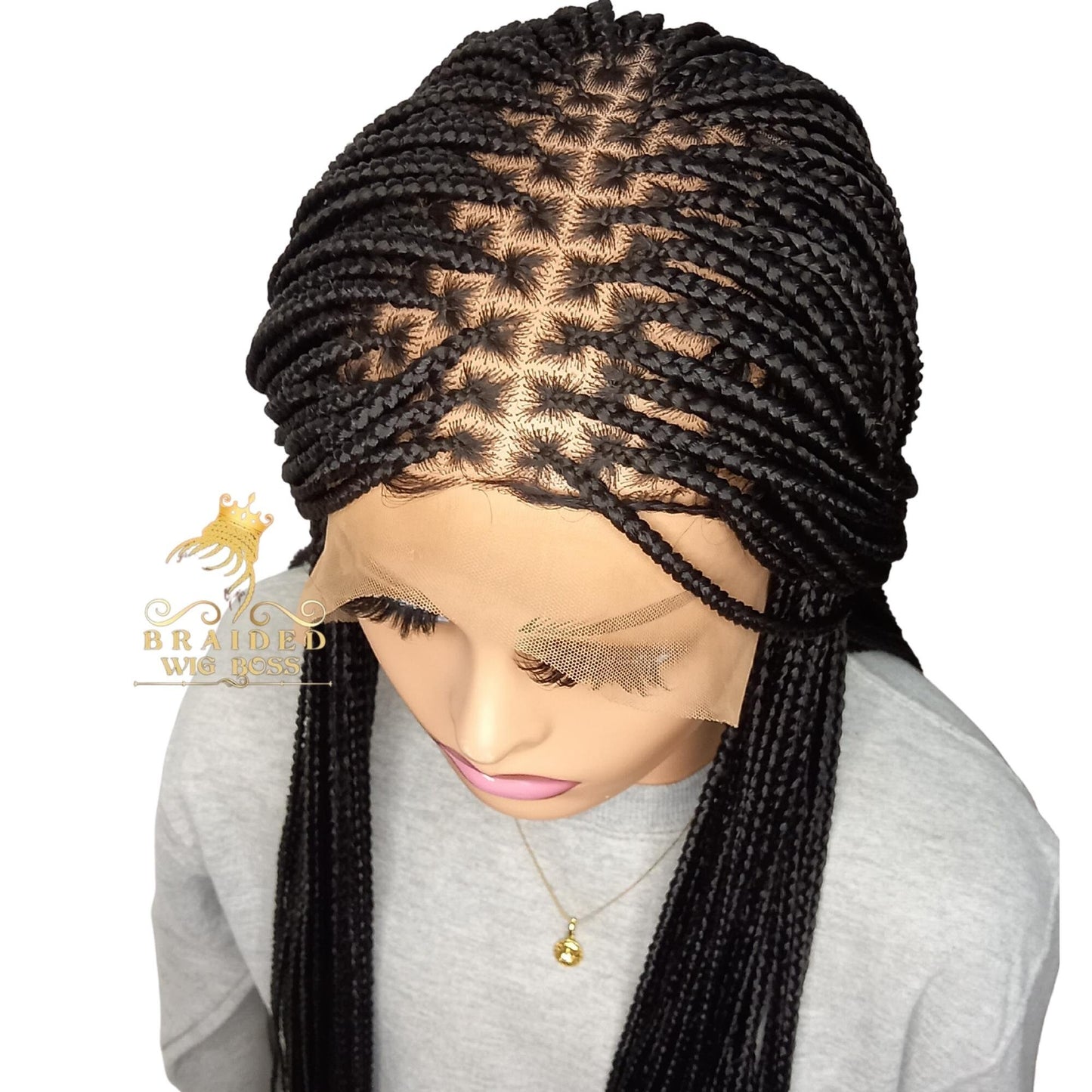 Knotless Braided Wig for Black Women | Synthetic Lace Front | 13x6 Box Braids in Color 2 | Available in Multiple Lengths and Colors