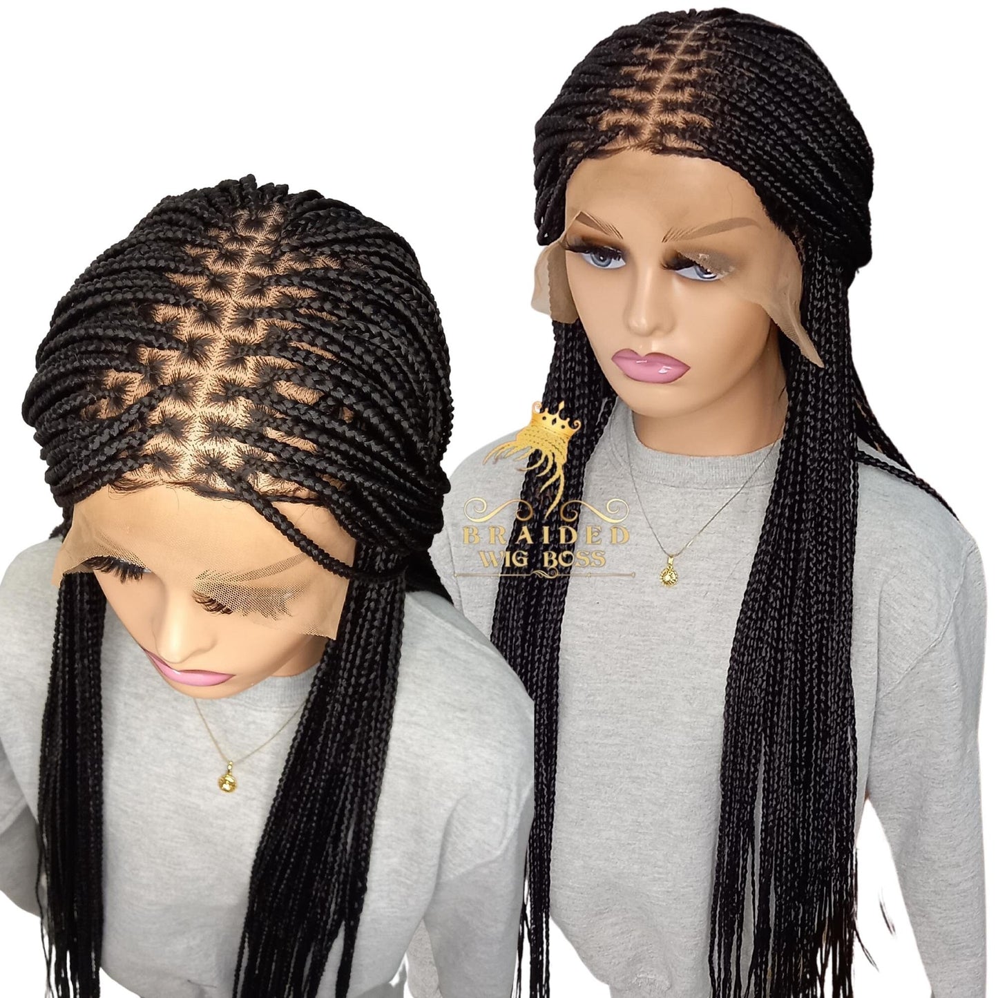 Knotless Braided Wig for Black Women | Synthetic Lace Front | 13x6 Box Braids in Color 2 | Available in Multiple Lengths and Colors