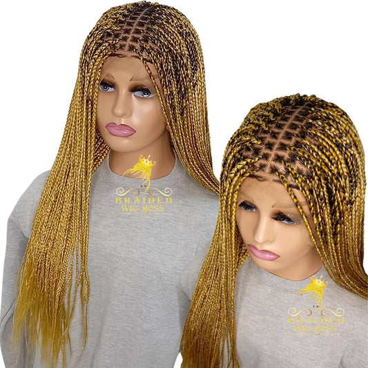 Blonde Knotless Braid Wig for Black Women, 13*6 Lace Front & Full Lace, Synthetic Heat Resistant Box Braided Wig in Various Colors/Lengths