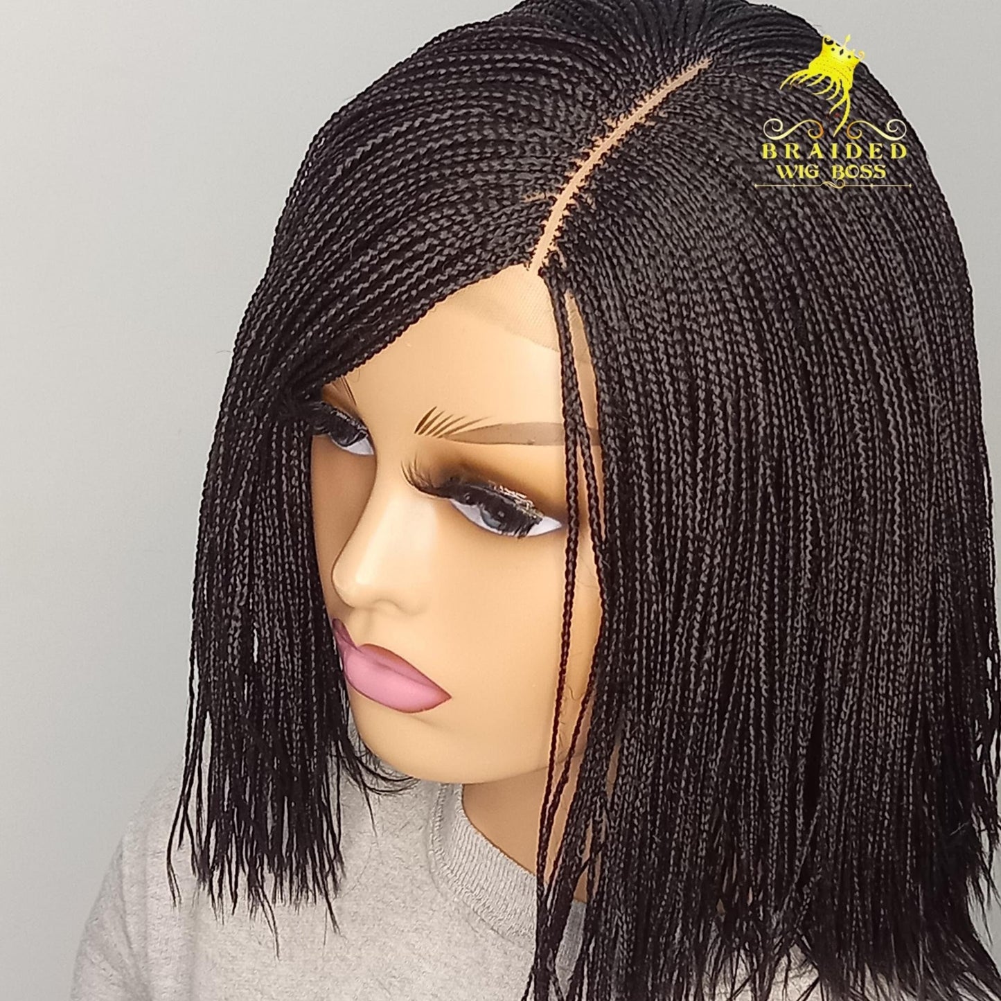 10 Inches Short Micro Braid Wig on 2 By 4 Lace Front Color 2 Without Baby Hairs Glueless Braided Lace Wig for Black Women