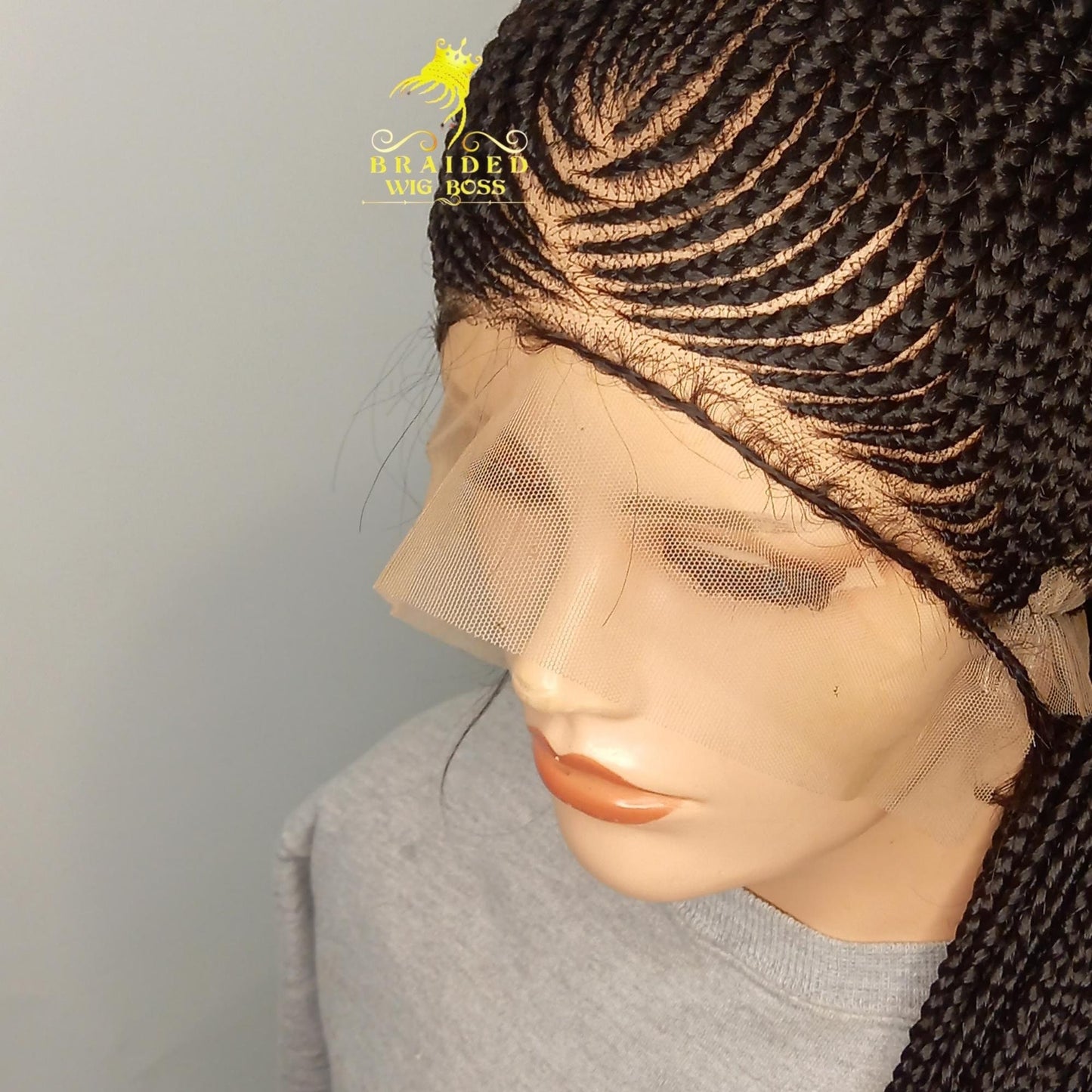 Updo Cornrow Wig on 360 Braided Lace Wig 30 Inches Glueless African Braided Wig for Black Women Box Braid Lace Front Human Hair Baby Hairs