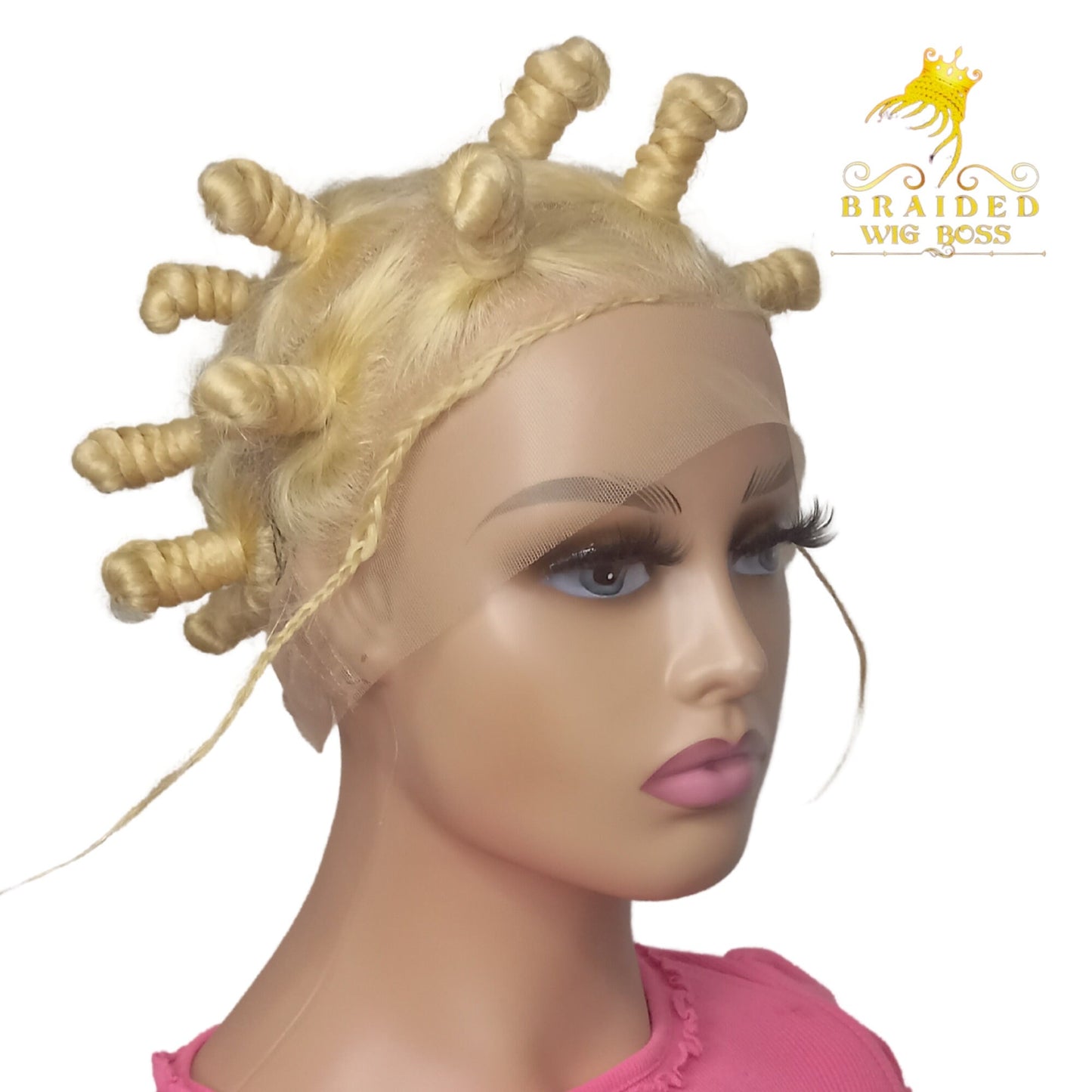 Blonde Bantu Knot Wig On Braided Full Lace Wig For Black Women- Knotless Box Braid Wig Corn row Wigs Box Braided Wig Micro Twist Braid Wig