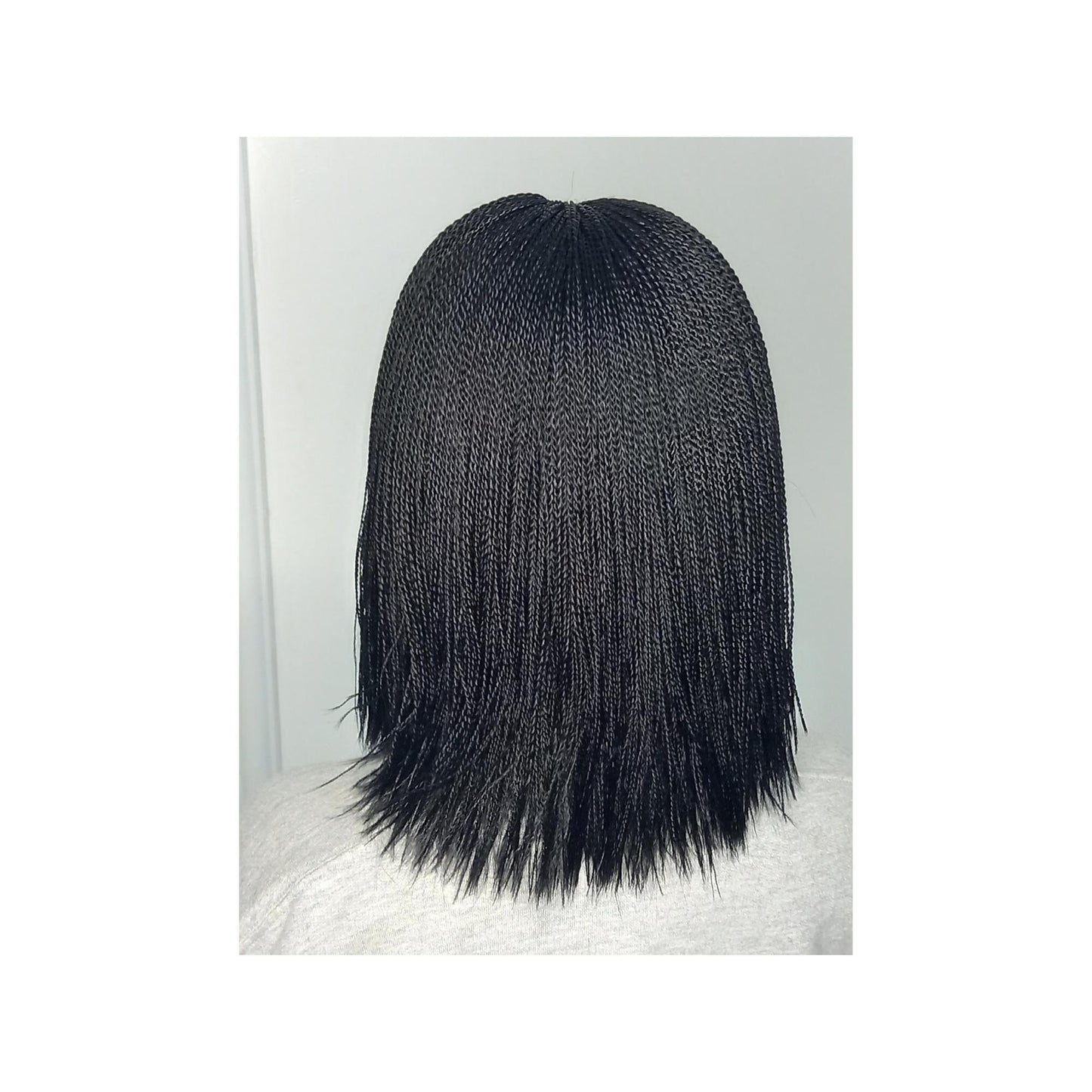 Short Blunt Cut Micro Million Twist Wig on Full 2*4 Centre-Part Braided Lace Front Color 2 Micro Mini Braid Wig for Black Women