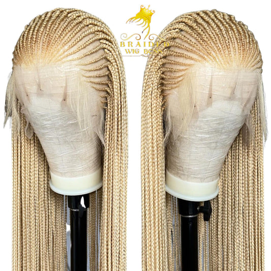 Blonde Cornrow Braided Wig On Braided Full Lace Wig & Lace Front Wig For Black Women - Box Braid Wig Cornrow Wig Micro Braid Wig Twist Wigs