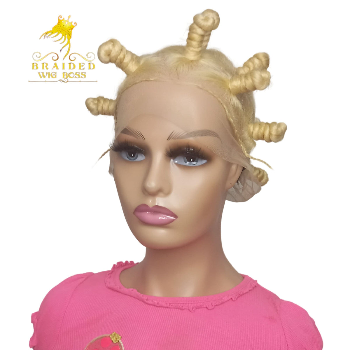 Blonde Bantu Knot Wig On Braided Full Lace Wig For Black Women- Short braid wig