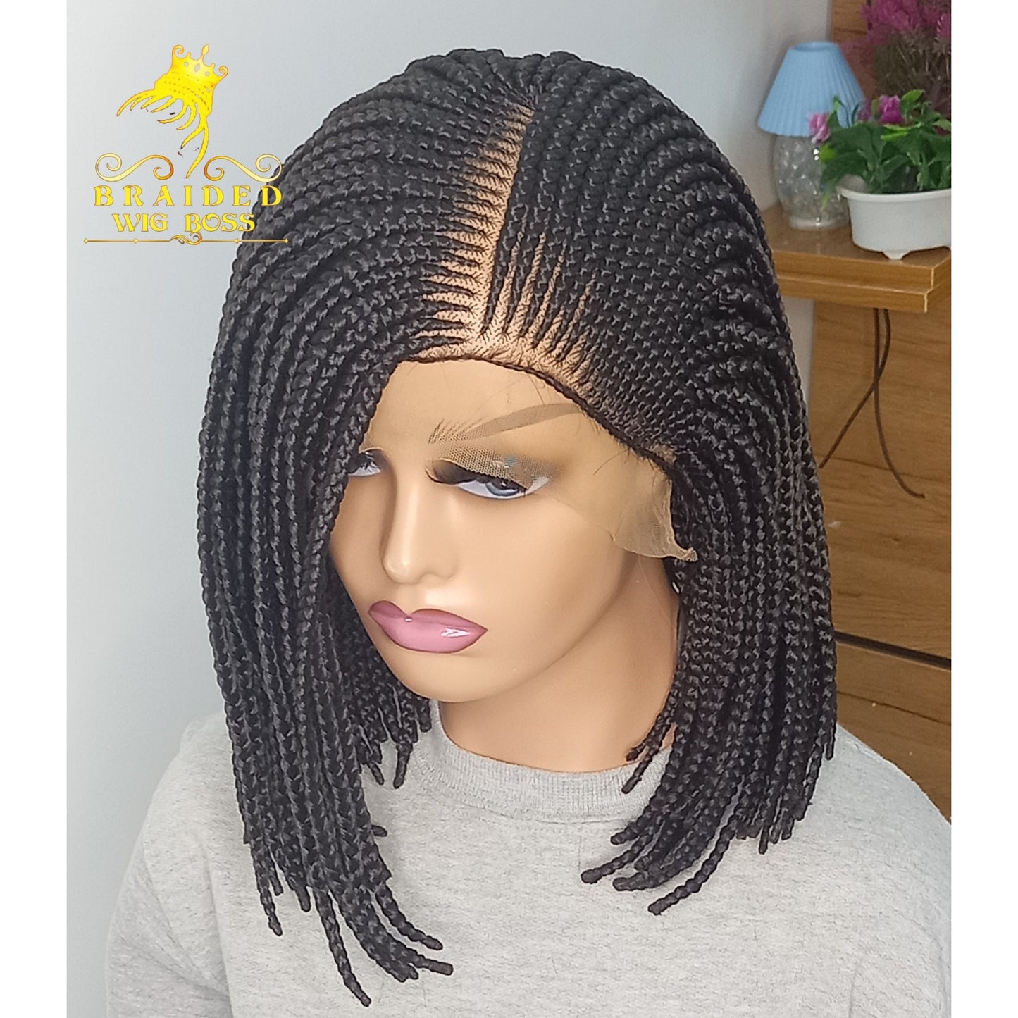 Short Bob Cornrow Braided Wig For Black Women On 13*6 Braided Lace Front Wigs Glueless Box Braid Wig Cornrow Wig Knotless Braid Wig