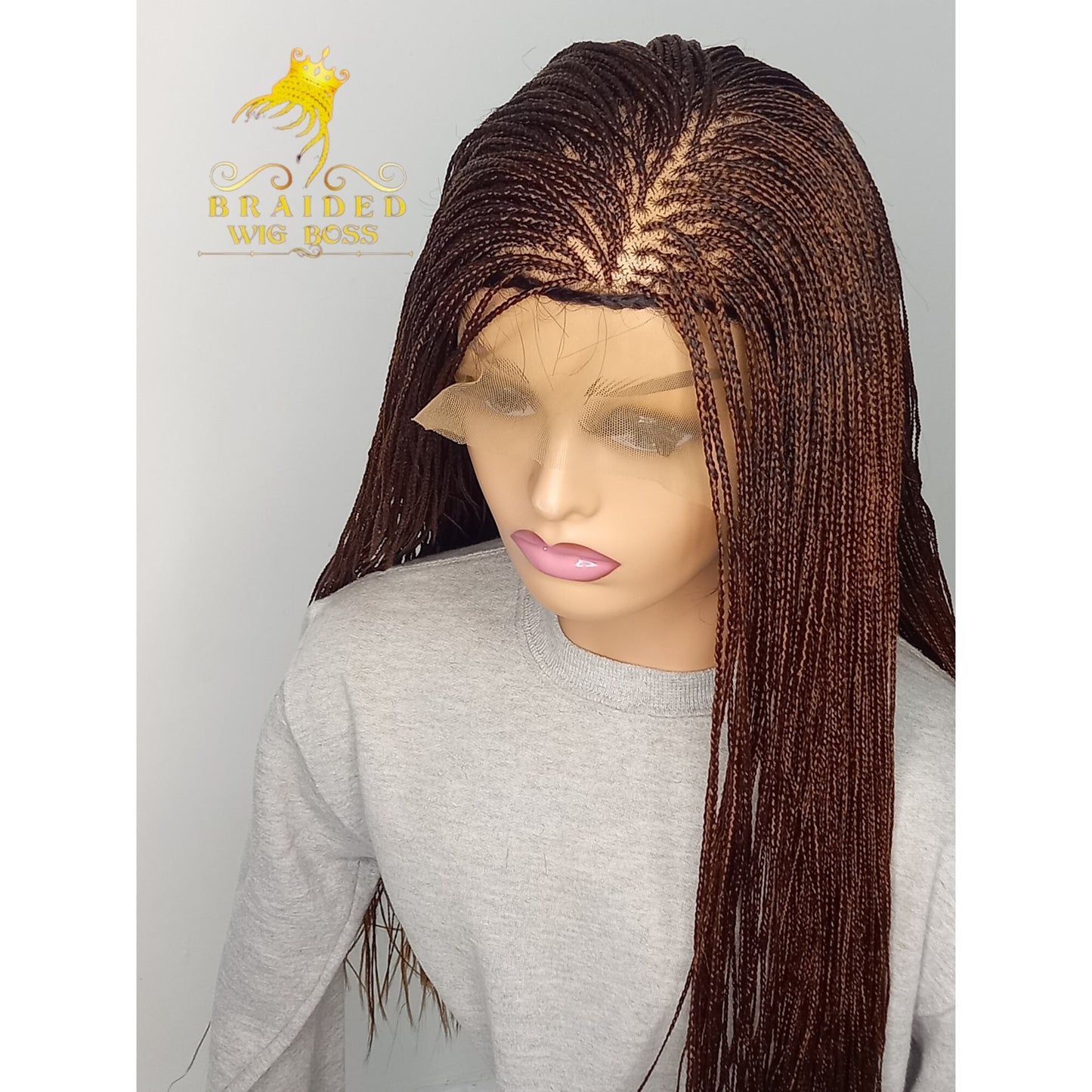 Micro Braid Wig on Braided Full Lace/Braided Lace Front Wig Glueless Handmade Synthetic Color 30 Box Braided Wig for Black Women Braid Wigs