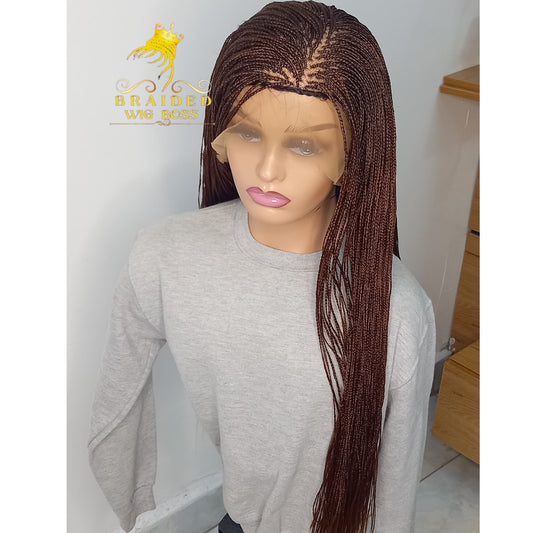 Micro Braid Wig on Braided Full Lace/Braided Lace Front Wig Glueless Handmade Synthetic Color 30 Box Braided Wig for Black Women Braid Wigs