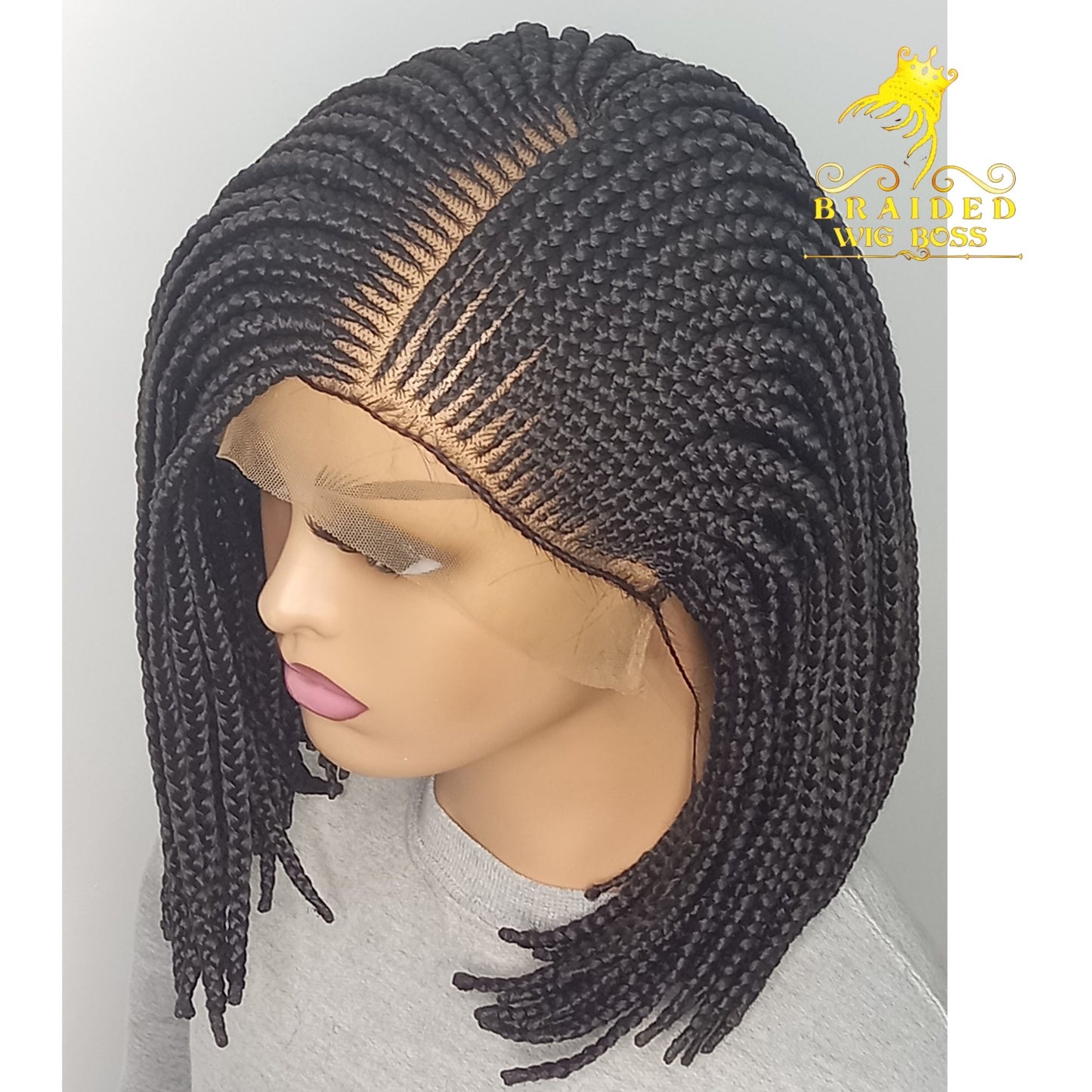 Short Bob Cornrow Braided Wig For Black Women On 13*6 Braided Lace Front Wigs Glueless Box Braid Wig Cornrow Wig Knotless Braid Wig