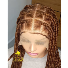 Box Braid Wigs For Women Color 30 Full Lace Braid Wig Braided Wig Synthetic Glueless Handmade Braided Lace Wig Knotless Braid Cornrow Wigs
