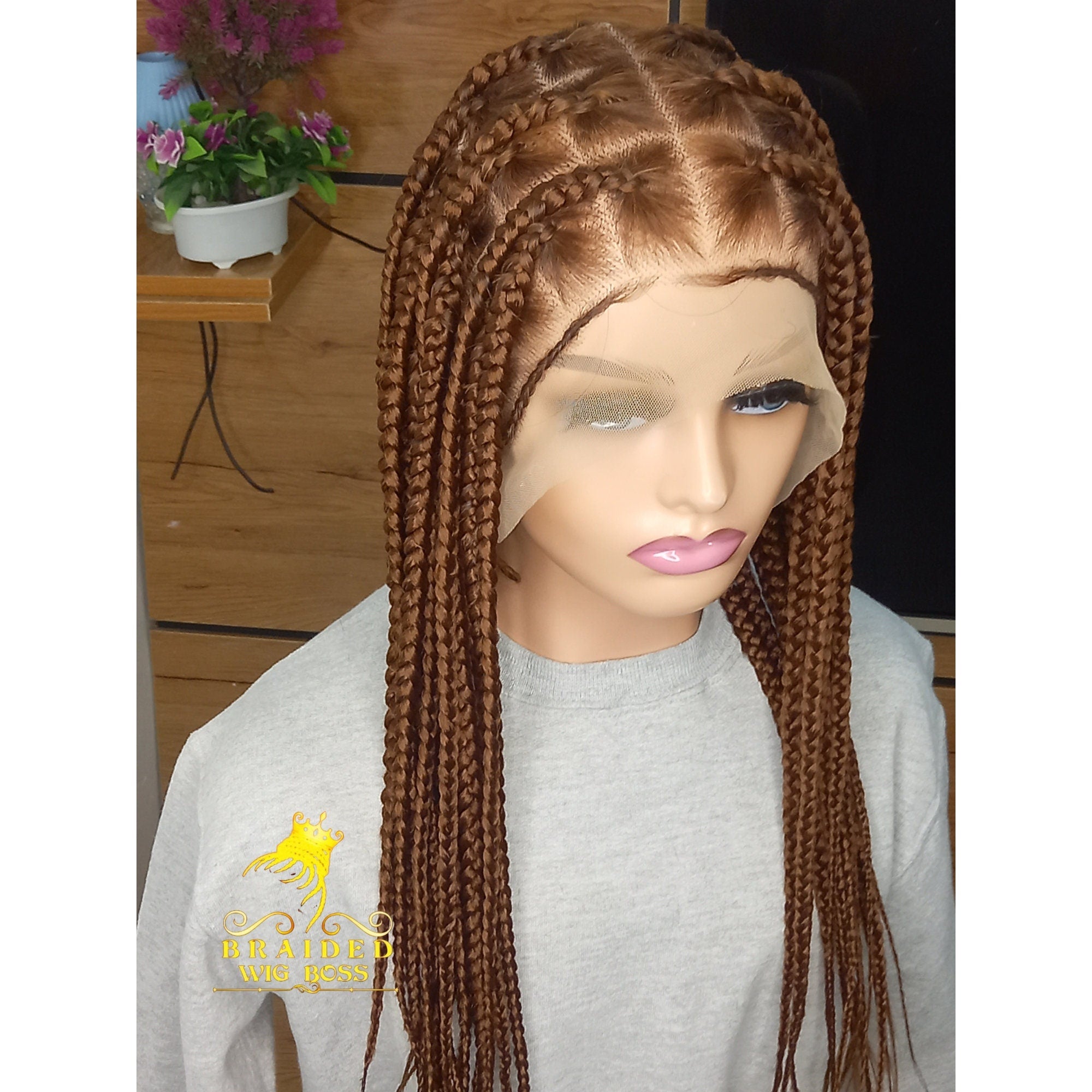 Box Braid Wigs For Women Color 30 Full Lace Braid Wig Braided Wig Synthetic Glueless Handmade Braided Lace Wig Knotless Braid Cornrow Wigs